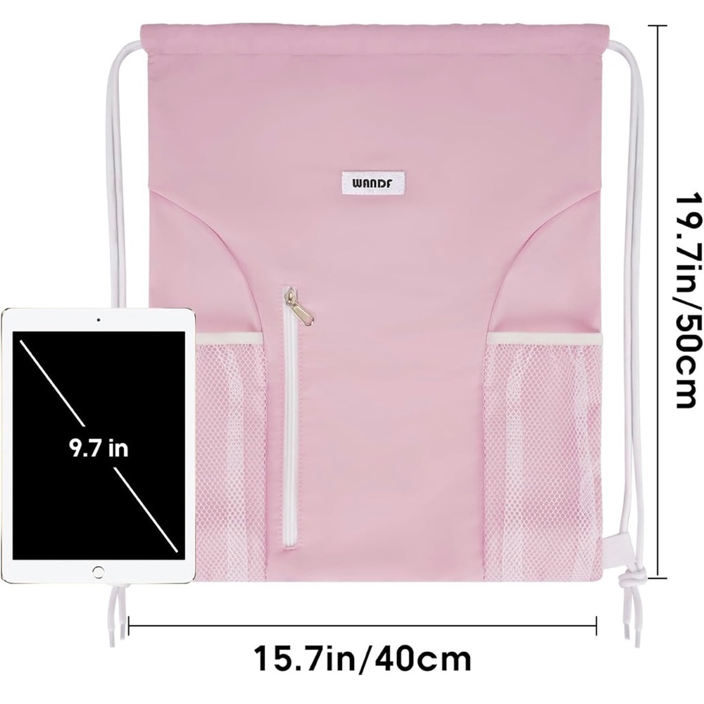 WANDF Drawstring Water Resistant Backpack Gym Sackpack String Bag - Picture 6 of 9